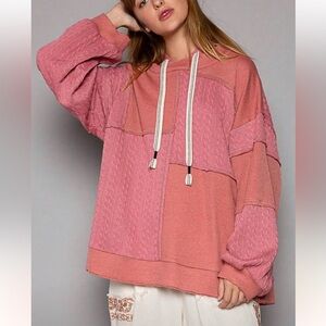 POL Women's Mauve Patchwork Hoodie